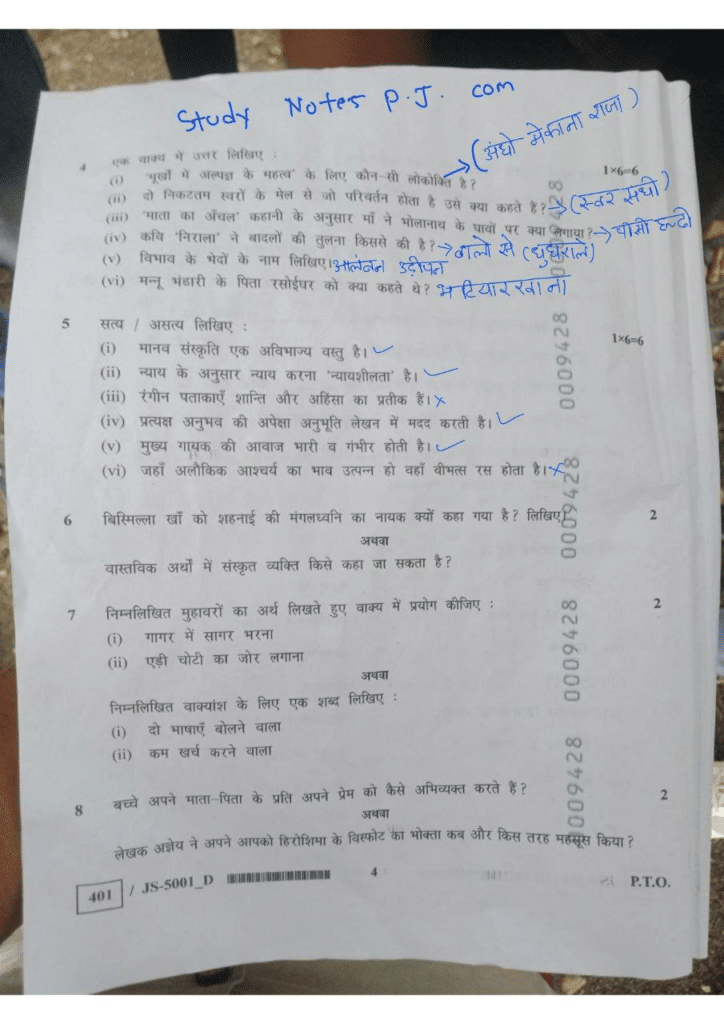 10th SET D Hindi Varshik Paper Full Solution 2024