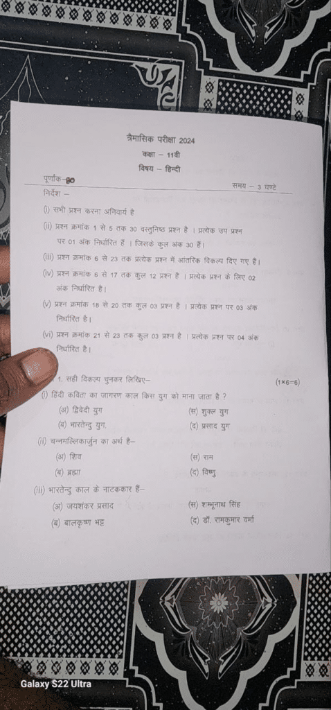 class 11th Hindi trimasik viral paper 2024