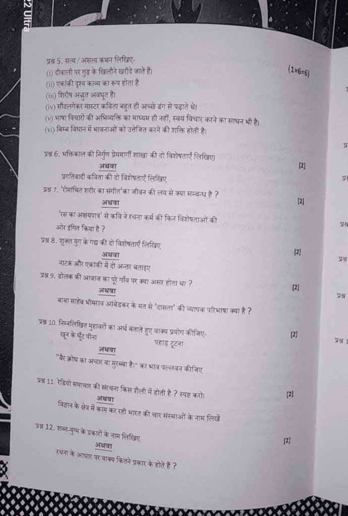 class 12th Hindi trimasik viral paper 2024