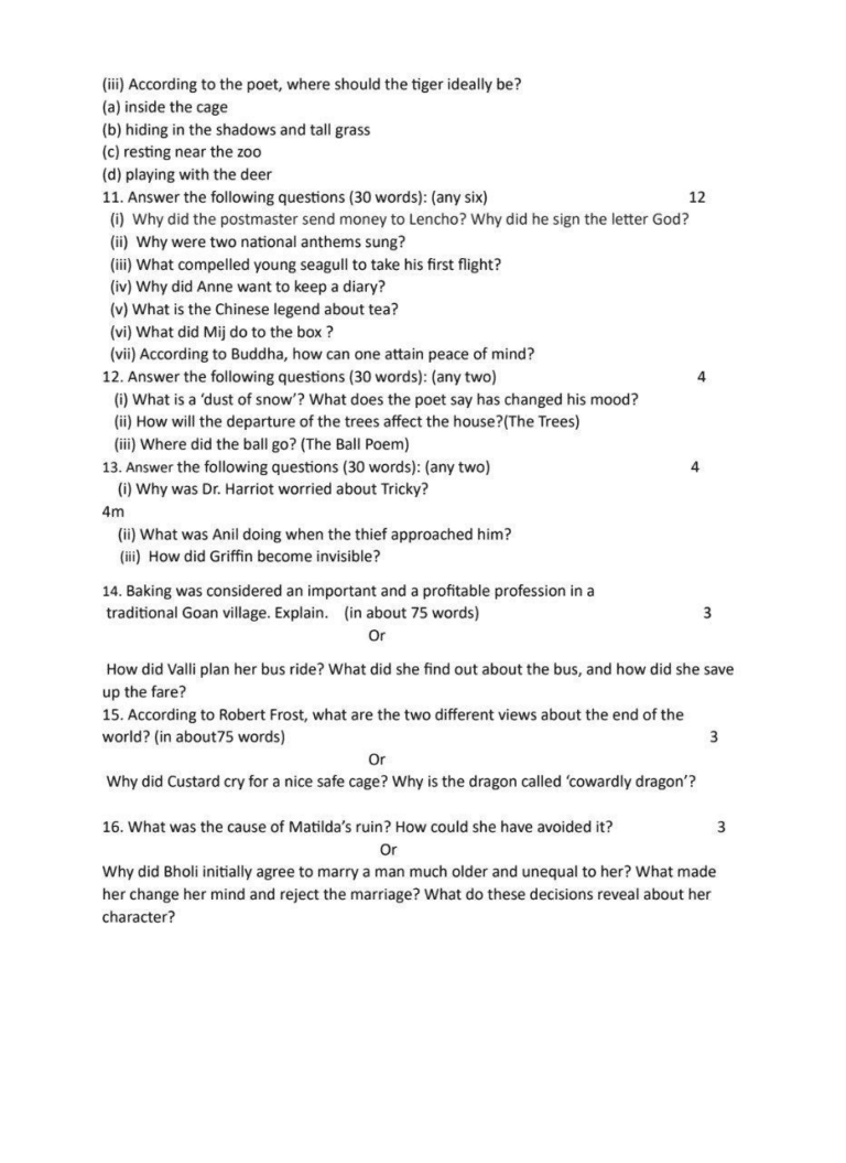 Class 10th English Pre Board Paper 2025